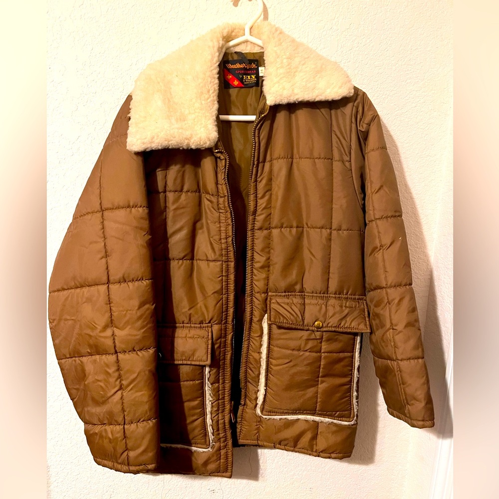 VTG 70s Rancher Chore Coat Mens 36 SM  Ladies M Jacket Faux Sherpa US Western